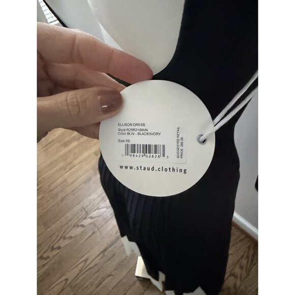 NWT STAUD ELLISON DRESS BLACK IVORY XS - Picture 7 of 8